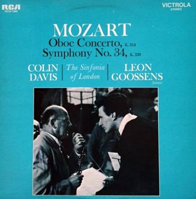 LP Record WOLFGANG AMADEUS MOZART - SIR COLIN - Oboe Concerto, K.314 / Symphony No. VICS1382 RCA Victrola 1969 US Classical Used