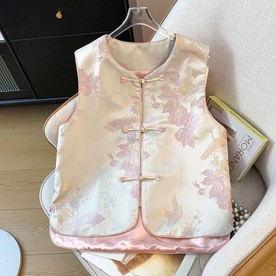 Jacquard Buckle Sleeveless Vest New Retro Temperament Unique Chic Vest Women