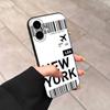 Funny World City Tourist Ticket Label Black Phone Case For Iphone 17 Air 16 15 14 13 12 11 Pro Max Plus Back Cover TPU Soft Case