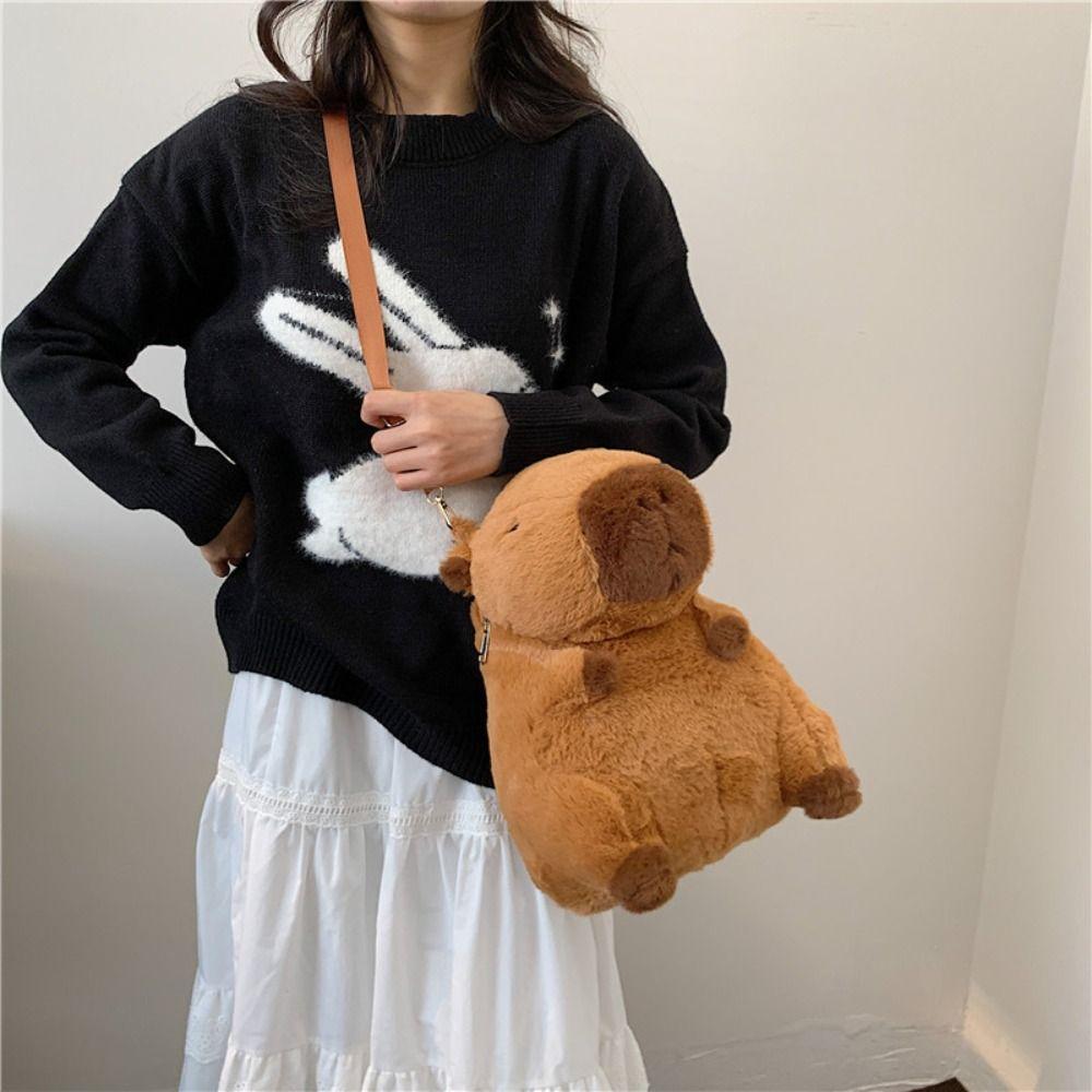 Plush Capybara Capybara Plush Backpack Animal Cartoon Cartoon Shoulder Bag Unisex