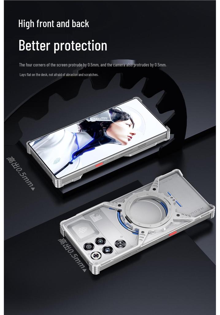Red Magic 11 Pro+ Metal X-Shape Case with Magnetic Luminous Gear Rotating Stand