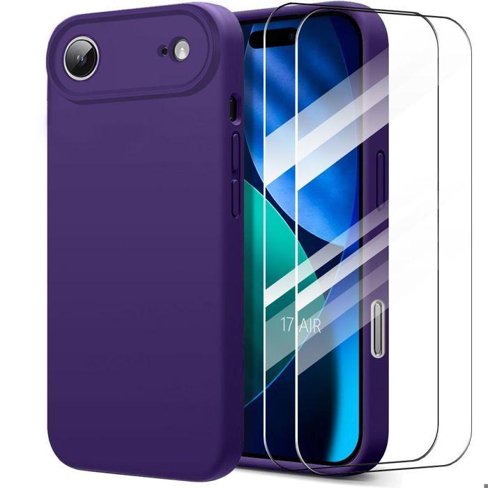 Coque de Protection - BOOLING - iPhone Air - Silicone Ultra Fine Léger - Violet Nuit - 2 Vitres