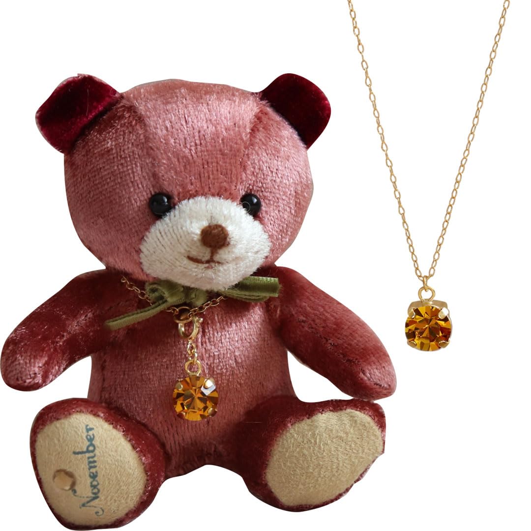 

Petit Luu Birthstone Color Crystal Mini Angel Bear Necklace Gift (November)