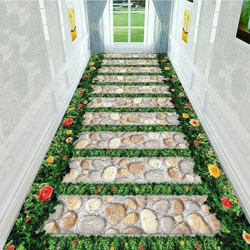 Tappeto Lungo da Corridoio Giardino Verde Tappeto Lungo Decorazione Soggiorno Corridoio Casa Tappetini Antiscivolo Ingresso Lusso Moderno Tappeto Decorativo