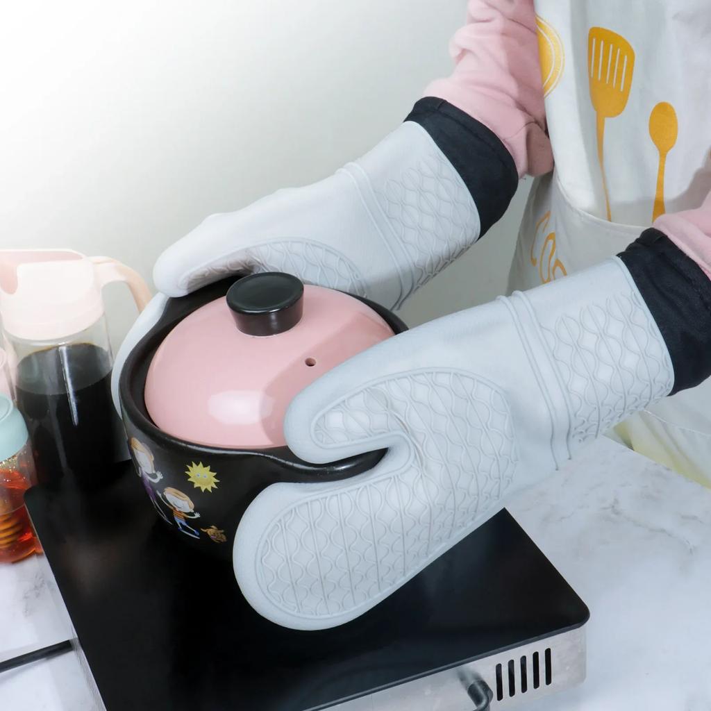 Mănuși rezistente la căldură din silicon, mănuși de bucătărie pentru cuptor cu microunde, mănuși de bucătărie rezistente la căldură pentru gătit, grătar