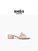 New limited edition crystal drag mesh yarn rhinestone one-word thick heel slippers women's sandals dinner wear women's sequined slippers