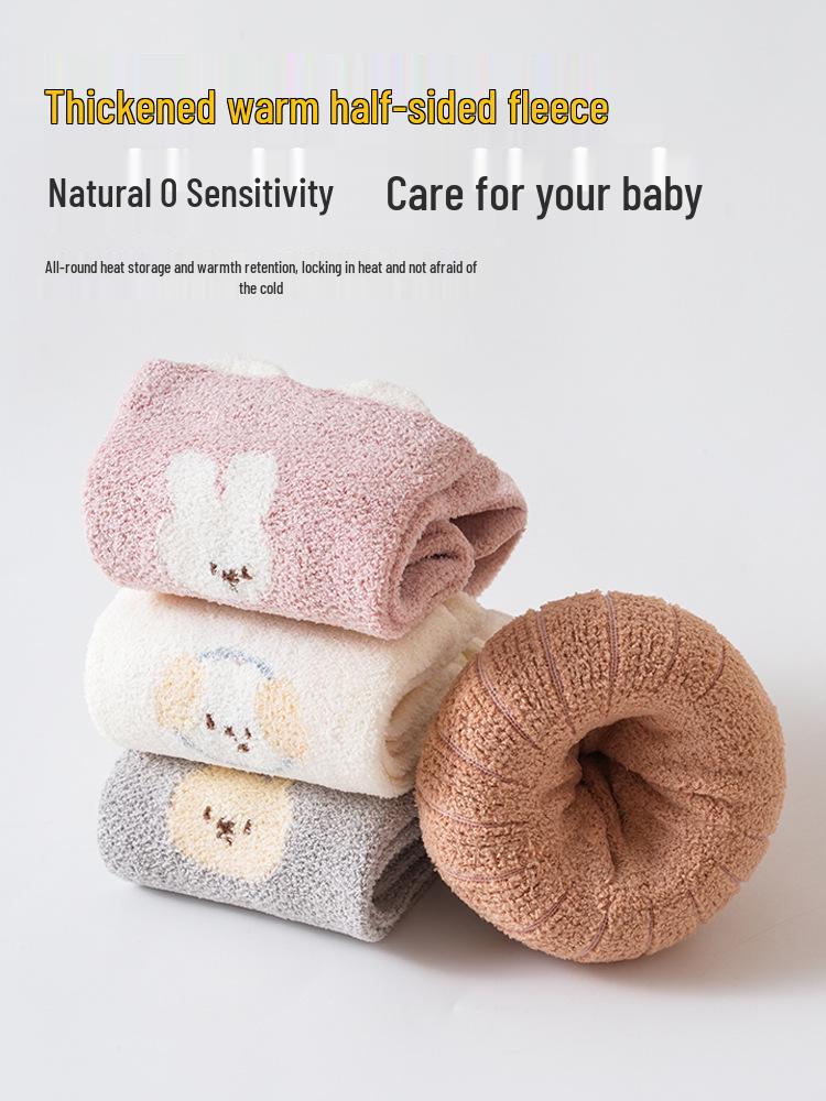Xi Yu Jia Baby Knee-High Winter Socks - Thick, Warm, and Cute Cartoon Half-Velvet for Infants