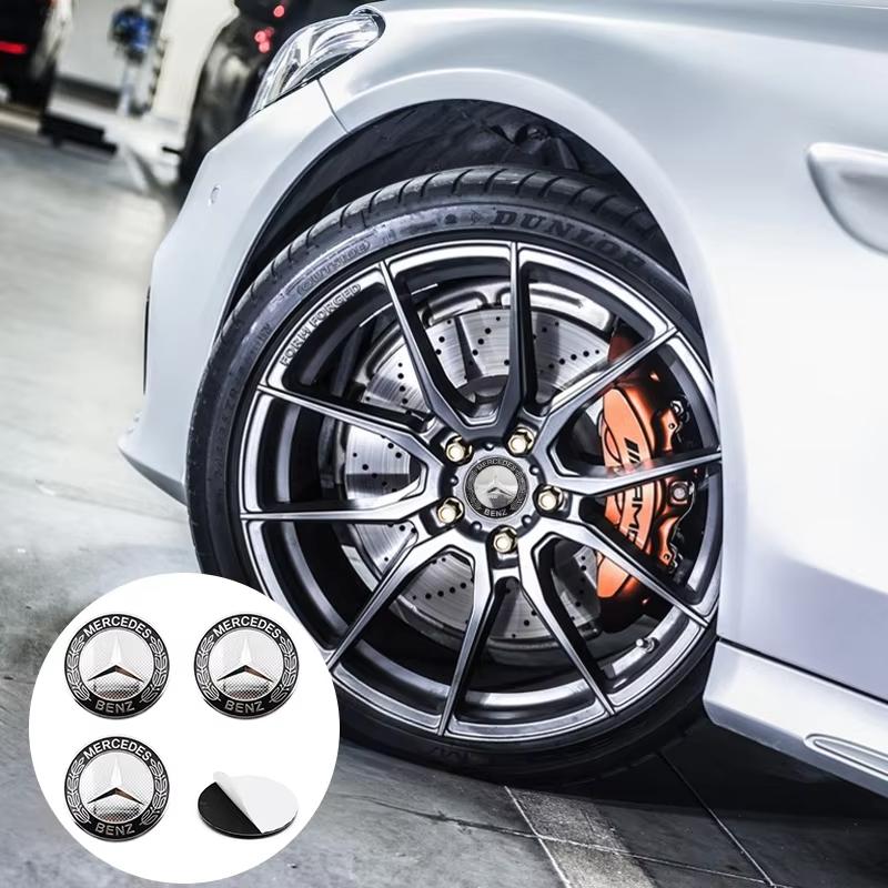 4 PCS 56mm 60mm 65mm Suitable for Mercedes Benz AMG Class W206 W205 W203 GLC Car Hub Cap Center Sticker Logo Badge Sticker CM1