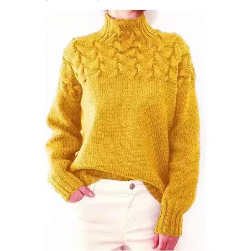 

Женский модный свитер с косичным узором и длинными рукавами XXXL жёлтый