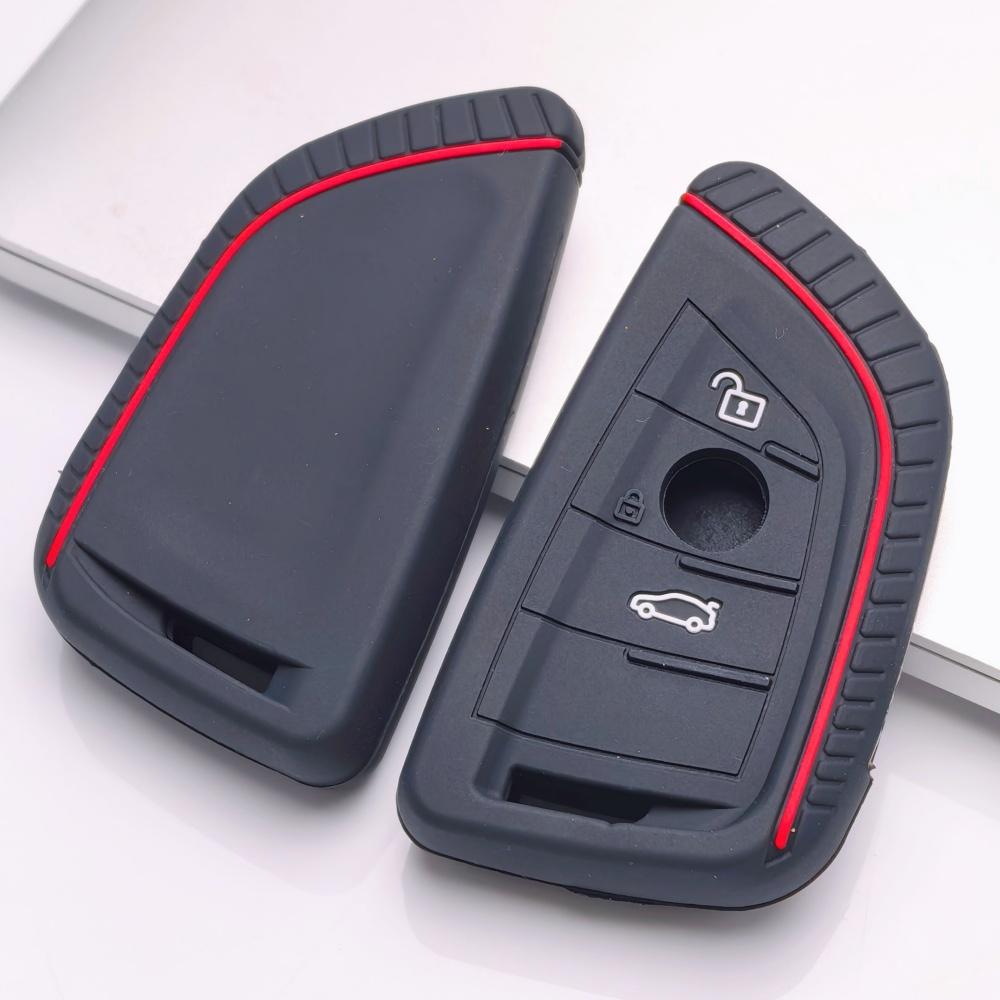 Silicone Key Fob Cover Compatible with BMW 1 2 3 4 5 6 7 Series X1 X2 X3 X4 X5 X6 X7 M5 M6 GT3 GT5 Smart Remote Key This Soft Protective Case Fits