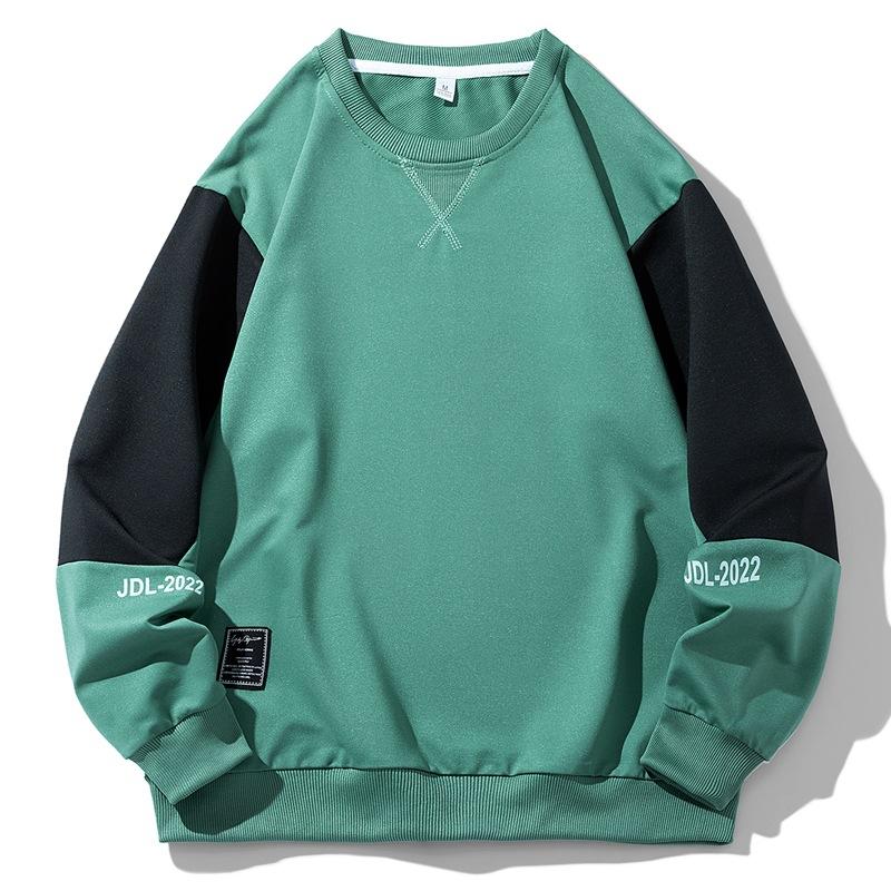 CHIC STUDIO Heren Hoodie met Ronde Hals Lente en Herfst Mode Merk Grote Maat T-shirt met Lange Mouwen Heren Losse Bovenkleding 2XL