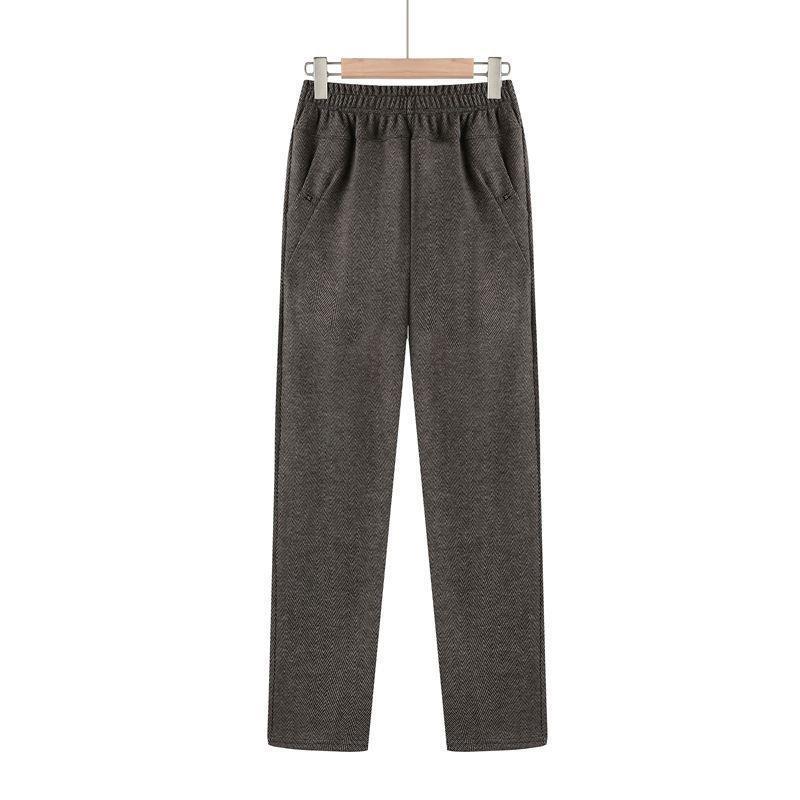 High Waist Plus Velvet Pants - Autumn/Winter Loose Fit for Mid-aged & Elderly Women