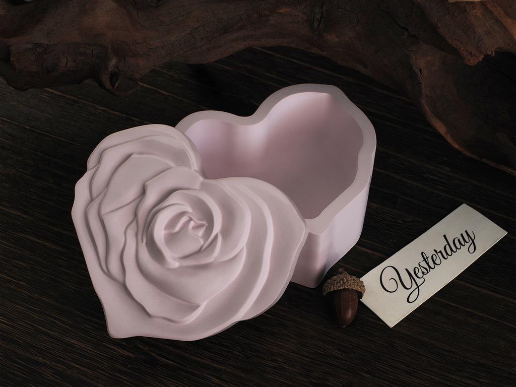 Relief Rose Flower Storage Box Silicone Molds Resin Candle Jar Ornament Mould Love Retro Candle Holder Heart Concrete Cup Mold