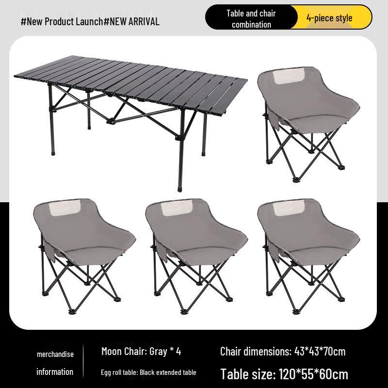 Outdoor Folding Camping Table & High-Back Chair Set