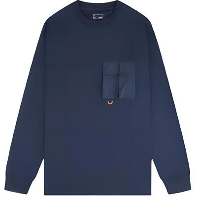 Casual Comfortable Solid Color Long Sleeve T-Shirt Men Tops Deep-Iris-Blue AHSU513-5