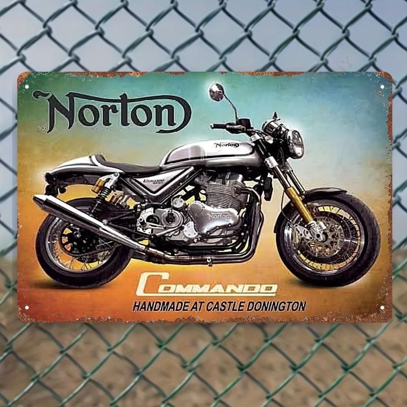 Motorcycle Metal Wall Sign, Garage Bar Decor 20x30cm