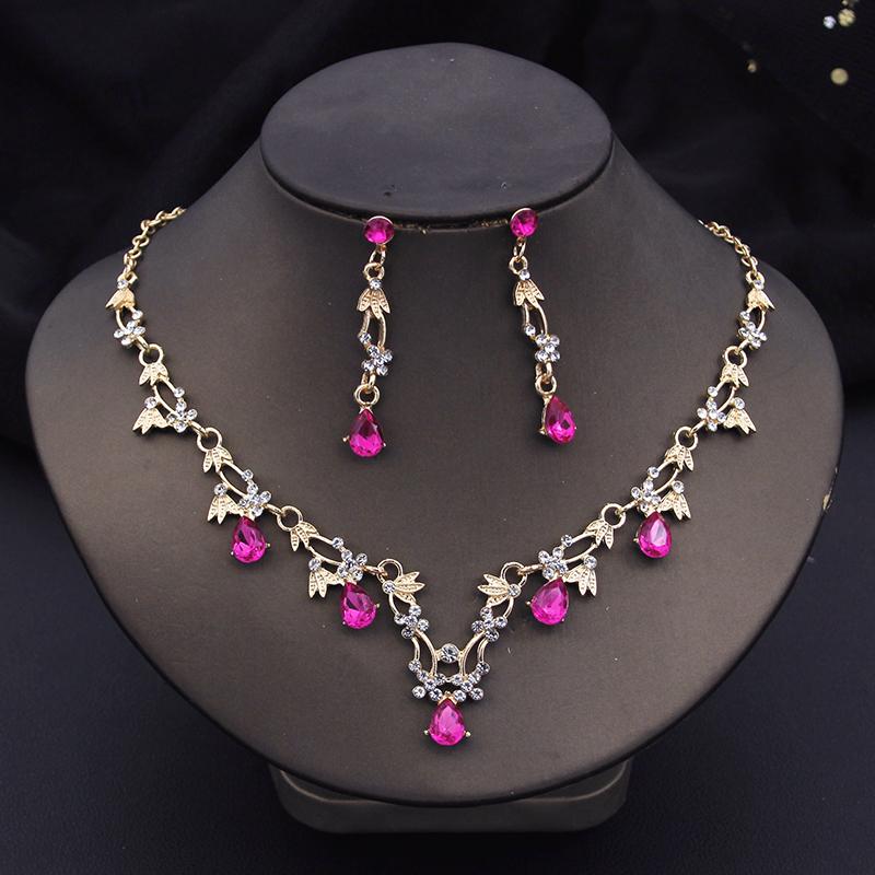 African Bridal Jewelry Sets for Women Fashion Flower Choker Necklace Set Wedding Necklaces and Earrings Costume Accessories