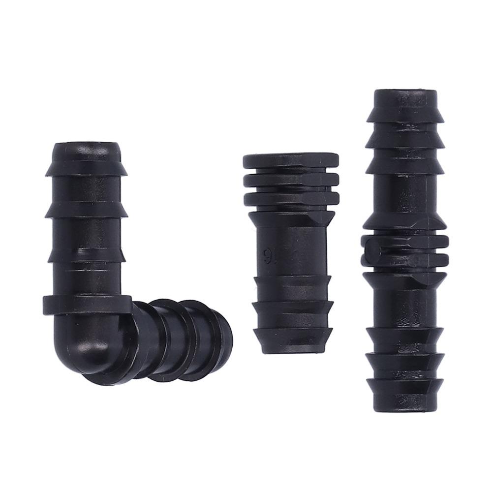 24Pcs Black Watering System ABS Barbed Connector Durable Irrigation Accessory  Patio Irrigation