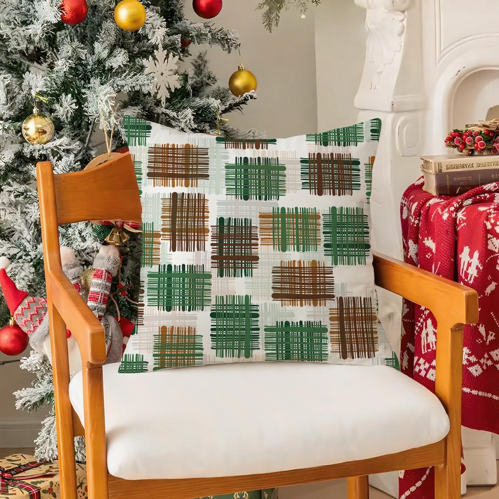 Colorful Patchwork Pattern Pillow Case Silky Short Plush With Invisible Zipper Dustproof Sofa Cushion Cover For Home Decor