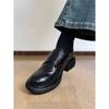 5cm Stepping On Shit~ Velcro Girls Versatile Soft Leather Platform Loafers Women's British Style Small Leather Shoes Deep Mouth Single Shoes