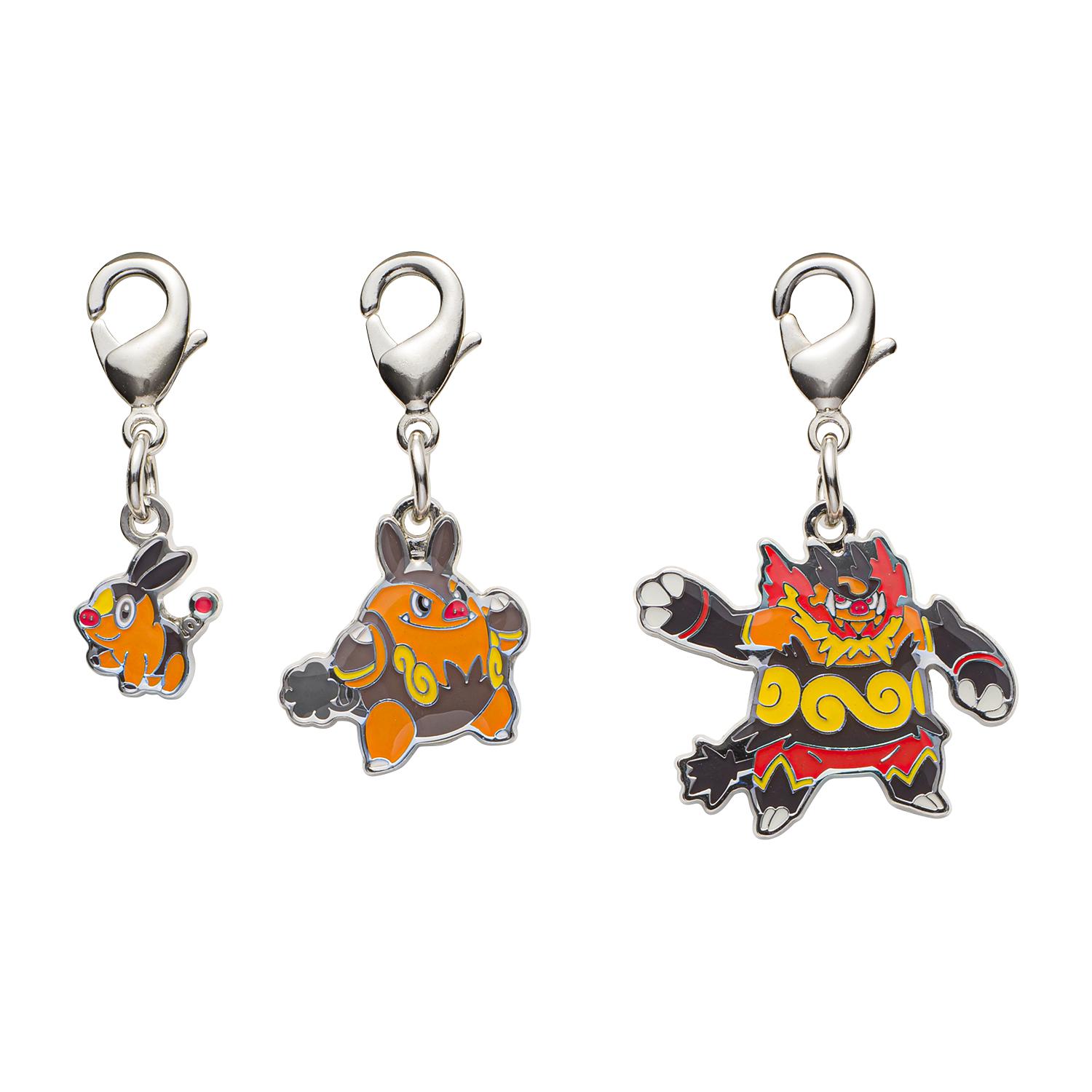 [Pokemon] Pokemon Center National Pokedex Metal Charm Set - Tepig, Pignite, Emboar (#498-500)