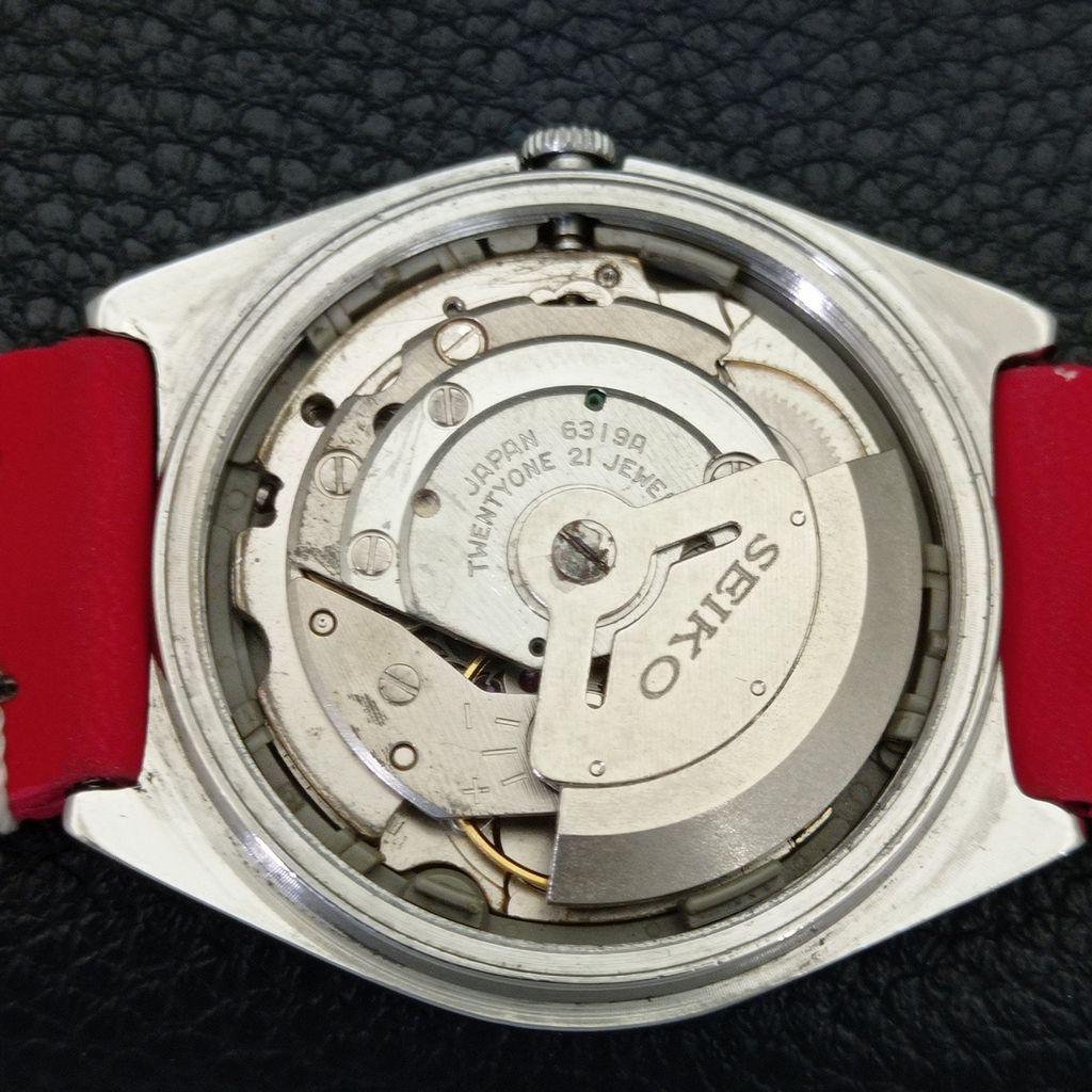 Seiko 5 AUTOMATIC 6319A VINTAGE JAPAN MENS RED COLOR DIAL WATCH A701528-5 R206b-a701528