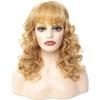 Dlouhé blonďaté zlaté Lolita Cosplay syntetické paruky s ofinou pro ženy Denní přírodní vlnité umělé vlasy paruka z tepelně odolných vláken