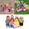 7Pcs/Set Kids Girls Lovely Family Dolls 7 People Play Set Wooden Figures Kit Pretend Gifts for Children House