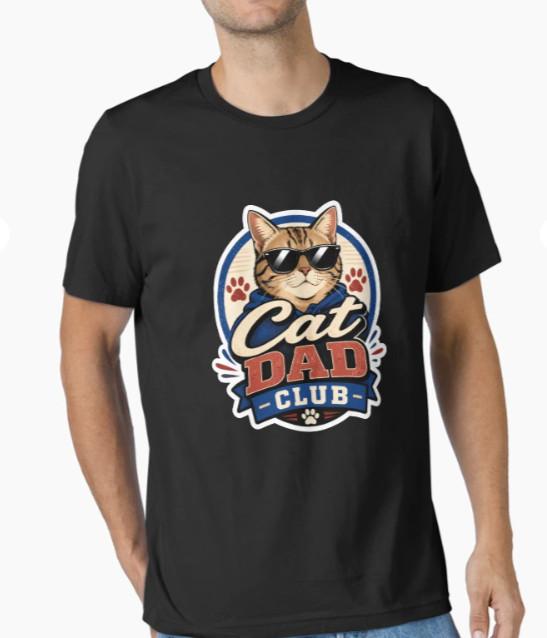 Cat Dad Club Cool Cat Sticker T-Shirt S