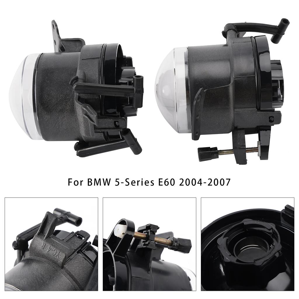 Pair Front Bumper Fog Light Lamp Bulb Housing For BMW E60 5-Series  2004-2007