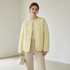 Womens Winter Cotton Puffer Jacket Loose Fit Round Neck Quilted Panel Design Warm Outerwear