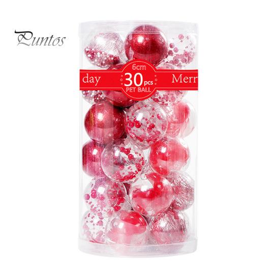 30Pcs Plastic Christmas Balls Hanging Ornament 6cm Colored Electroplated Ball Holiday Party Scene Layout DIY Decorative Accessories Christmas