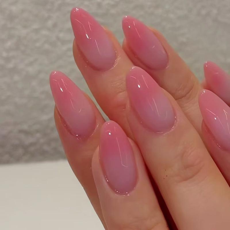 30Pcs Rose‑Pink Gradient Press‑on Nails, Minimalist Gentle Elegant European American Style Removable False Nails