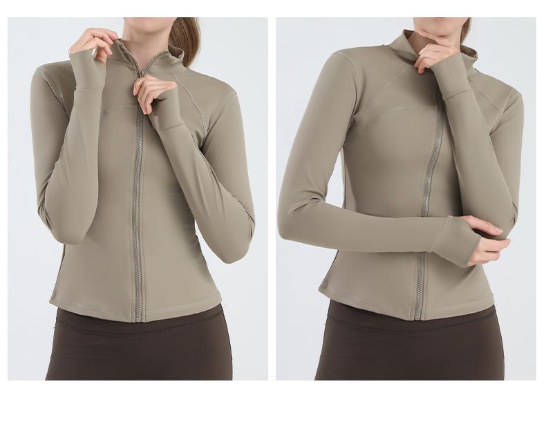 Women's Slim Fit Stand Collar Fitness Jacket and Yoga Pants Set for Autumn/Winter