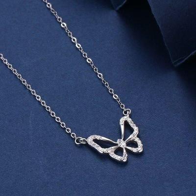 Collier papillon creux en argent sterling 2026: Chaîne de clavicule élégante et luxueuse pour femmes - Cadeau polyvalent et élégant