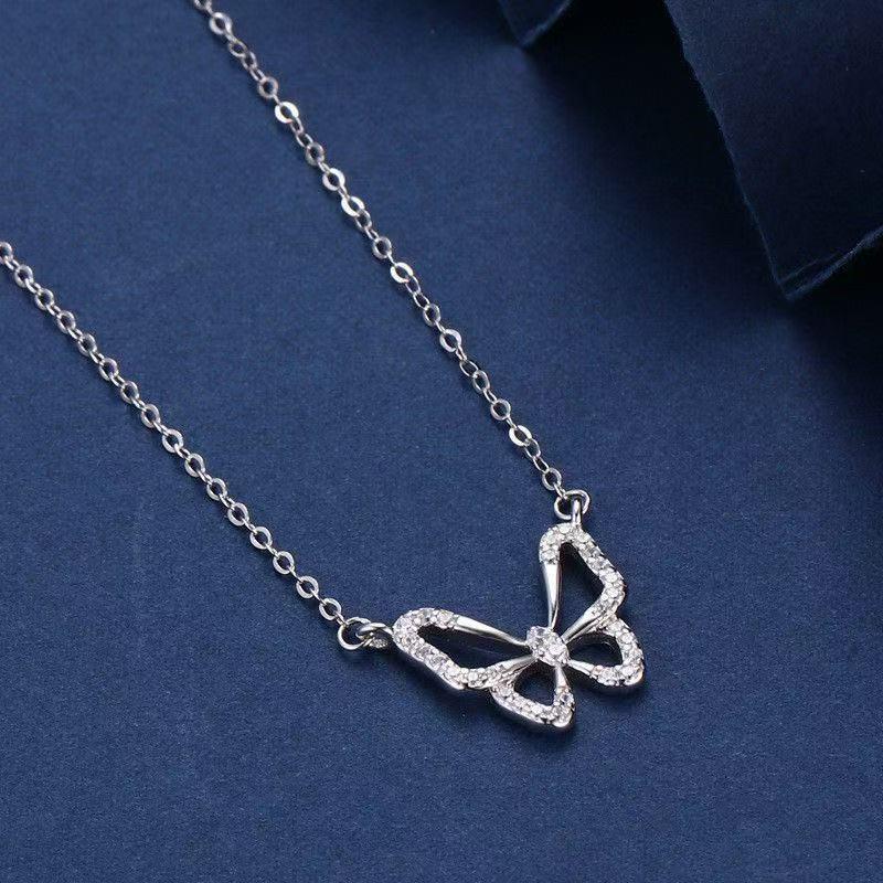 2026 Sterling Silver Hollow Butterfly Necklace: Elegant Luxury Clavicle Chain for Women - Versatile and Stylish Gift 999 Sterling Silver