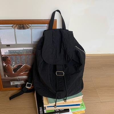 Casual Literary Backpack Girls New Lightweight Travel Backpack Drawstring Bundle Nylon College Student Schoolbag