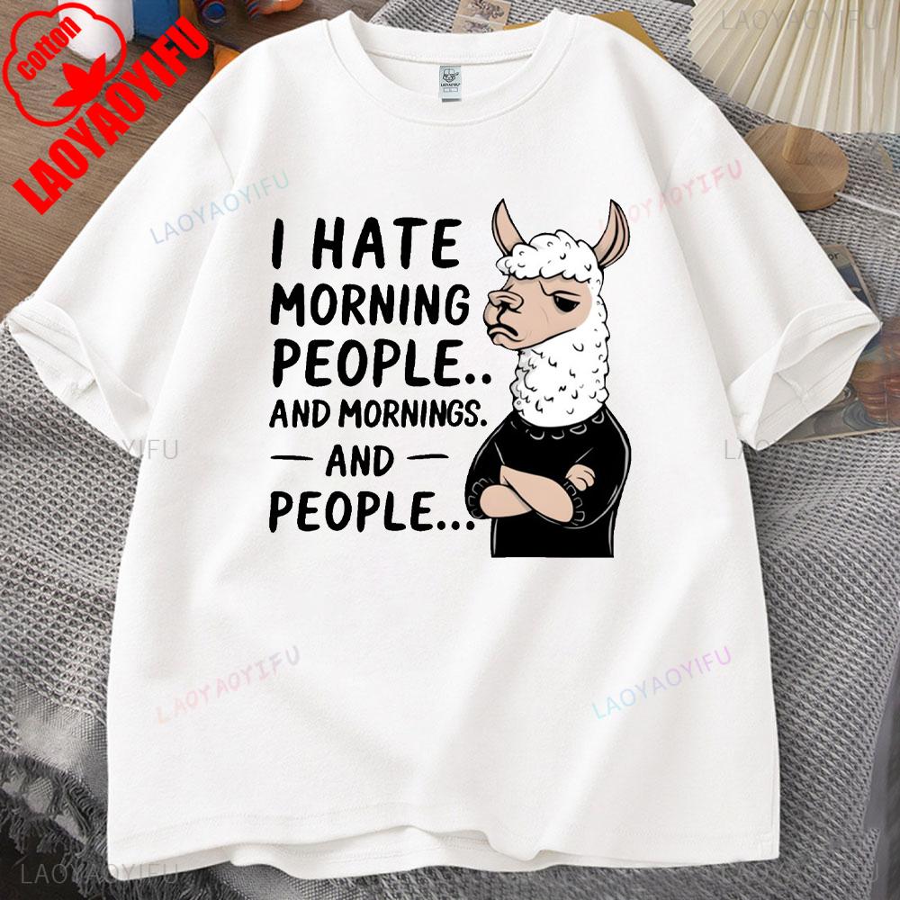 ZX Tee Vintage I Hate Mornings Premium T-Shirt Retro Cartoon T-Shirt Vintage 90s Tee Comfortable Personality for Outdoor Enthusiasts