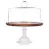 Cake Plate with Dome , Elegant Glass Cover, Acacia, DUKA