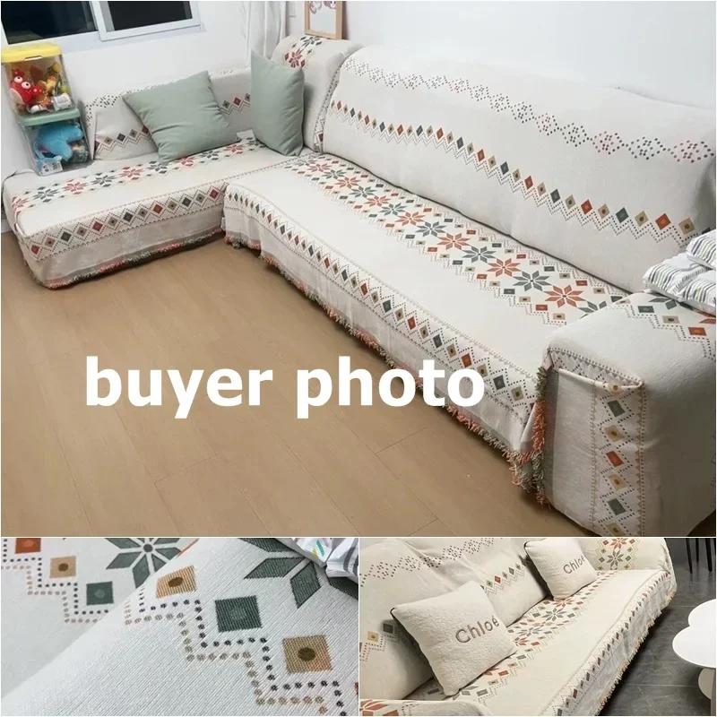 Bohemia Sofa Throw Blanket with Tassle Universal Anti-cat Scratch Sofa Protection Cover Couch Blanket Carpet Travel Rug
