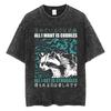 Vintage Washed The Harbinger of Awkward Situations T-shirts Weirdcore Japanese Funny Graphic T Shirt Men's Harajuku T-sh802