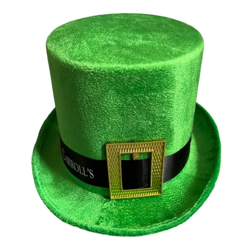 StPatrick Day Green Hat with Buckle Shamrock Hat Irish National Day Celebration Party Flat Top Hat Carnival Accessories 1 зелёный