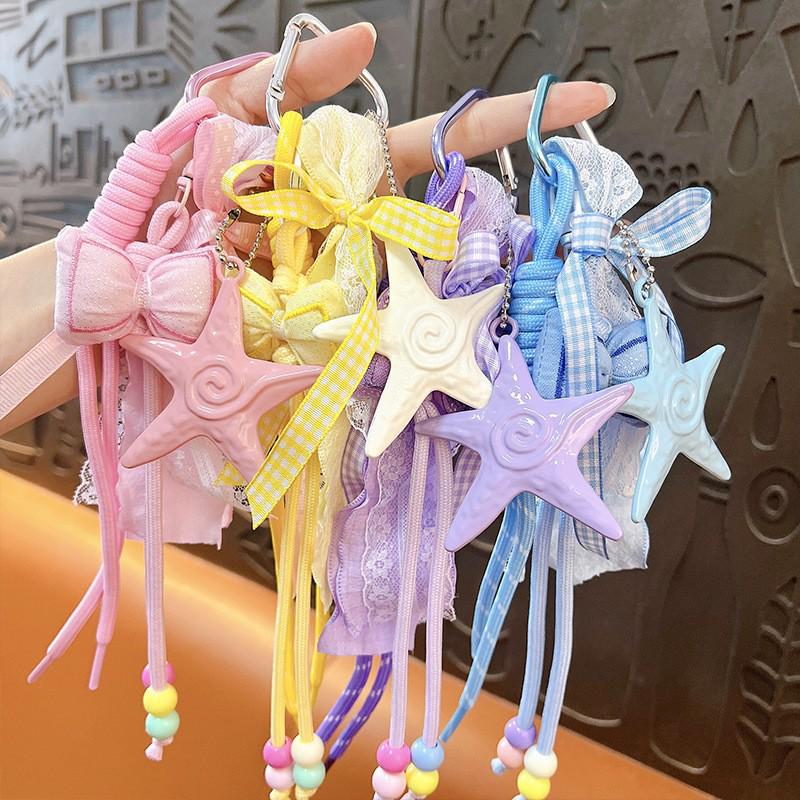 Crystal Lace Bow Tassel Keychain Charm - Cute Pendant Gift