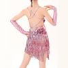 With Gloves Kids Latin Dance Dress Tassel Dance Performance Outfits  Children Girls