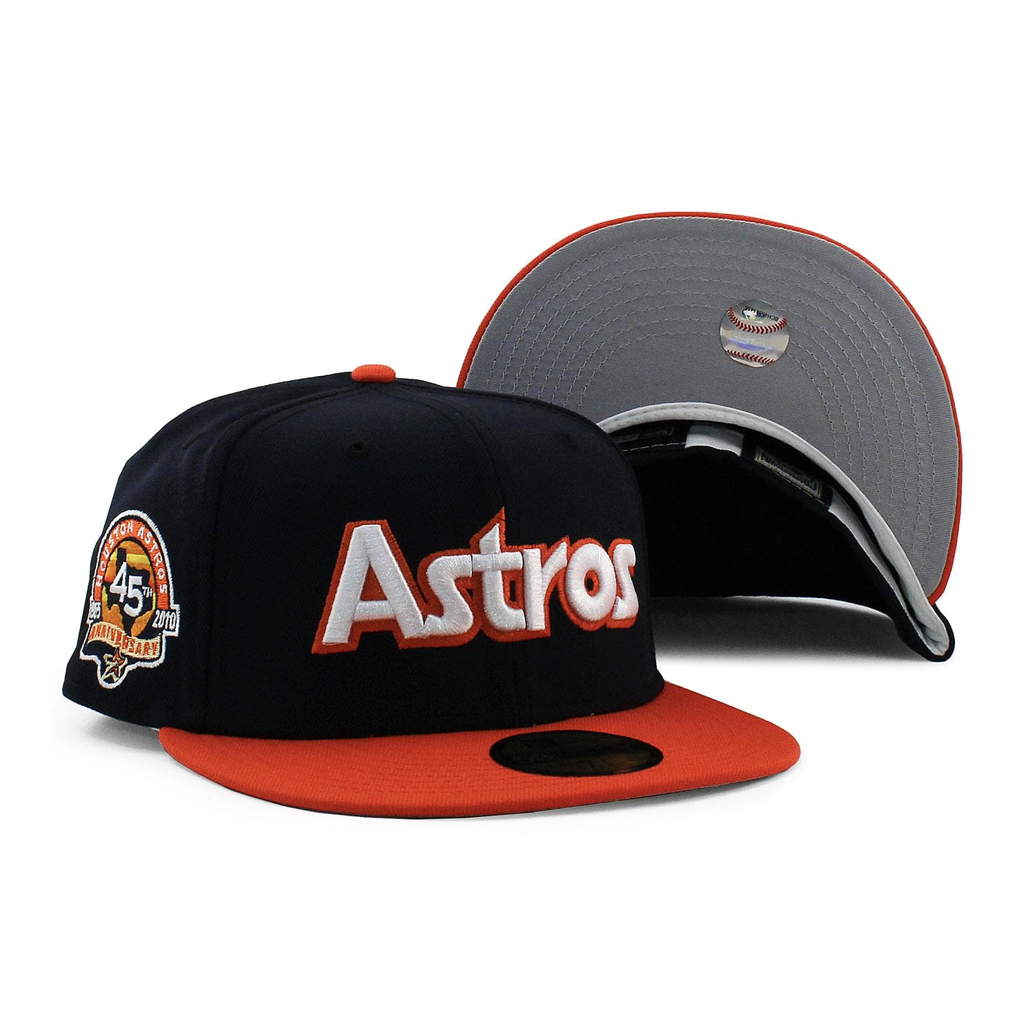 

[New Era] Cap 59FIFTY Houston Astros MLB 45TH ANNIVERSARY GREY BOTTOM FITTED CAP Navy HOUSTON ASTROS 5950 Hat Color Bottom Major League Sz 7-34 [Used]
