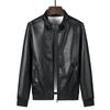 Men's Leather Jacket New Slim Stand-up Collar Jacket Locomotive Leather Jacket Men's Spring and Autumn Medium and Long