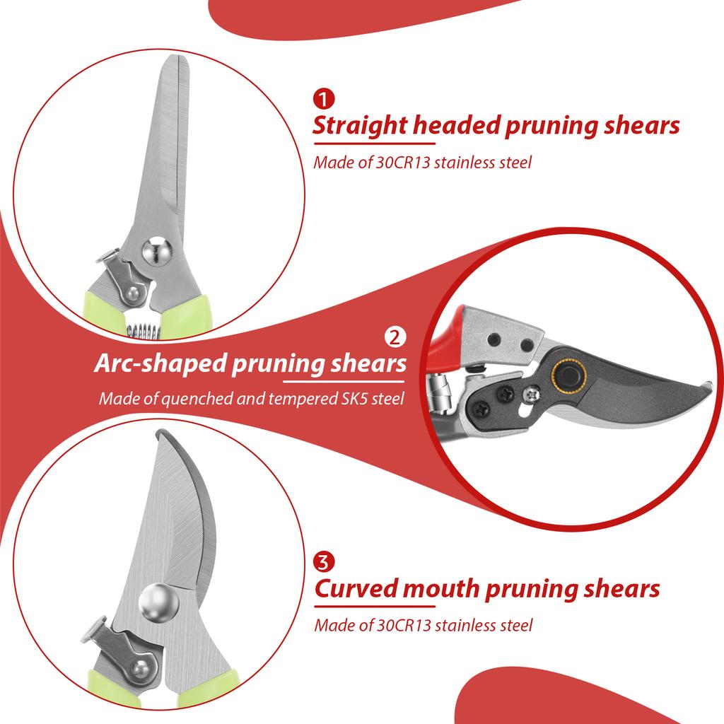 3/2Pcs Garden Pruning Shears Set Stainless Steel Trimming Scissors Professional Flower Scissors for Flowers/Herbs/Small Branches