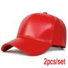 Unisex Leuchtpanel Unifarbene PU-Leder-Baseballkappen Frühling Herbst Outdoor Verstellbare Freizeitkappen Papa-Hut Sonnenschutzhut