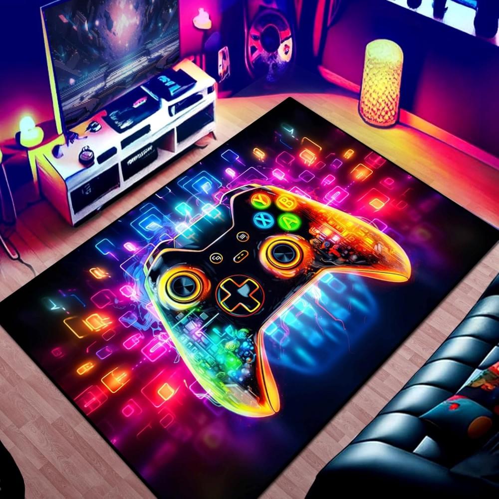 Gaming-Teppich für Teenager und Jungen, 3D-transparent, Gamepad, Gamecontroller, für Spielzimmer, Jungen- und Mädchenschlafzimmer, Spielzimmer-Bodenmatte