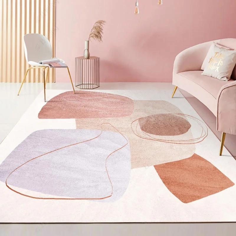 Nordic Style Bedroom Decor Pink Carpet Large Area Carpets for Living Room Washable Lounge Floor Mat Anti-slip Cloakroom Soft Rug